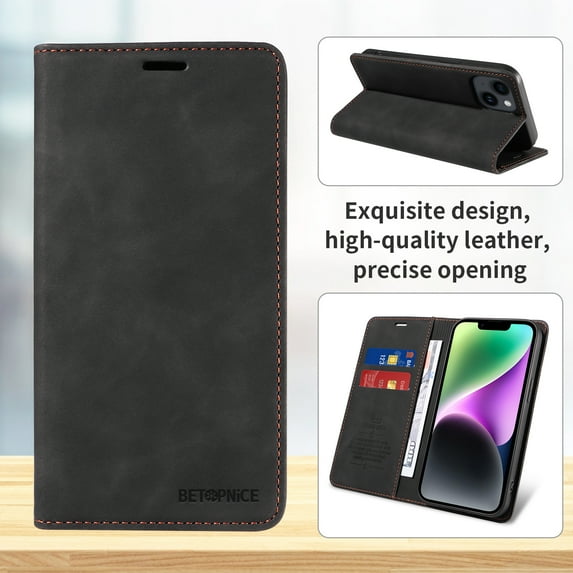 ELEHOLD for Samsung Galaxy S23 Plus Wallet Case with RFID Blocking, PU Leather Flip Folio Card Holders RFID Blocking Kickstand Shockproof TPU Inner Shell Phone Cover for Women Men, black