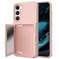 thumbnail image 1 of ELEHOLD for Samsung Galaxy S23 Rugged Case, Wallet Function Card Slot Holder Hybrid Shockproof Case with Hidden Make-up Mirror for Samsung S23,Rosegold, 1 of 6