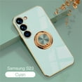 thumbnail image 1 of ELEHOLD for Samsung Galaxy S23 Slim Case Electroplating Frame Design All-inclusive Lens Protection Metal Ring Holder Stand Function Shockproof Lightweight Case for Galaxy S23,Mint, 1 of 8