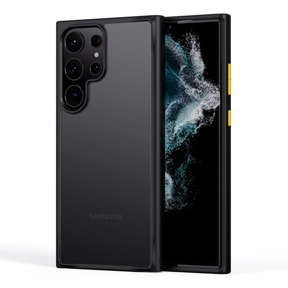 ELEHOLD for Samsung Galaxy S23 Ultra 6.8" Matte Clear Case, Slim Lightweight Hybrid Shockproof Support Wireless Charging Anti-Scratch Protective Case,Black