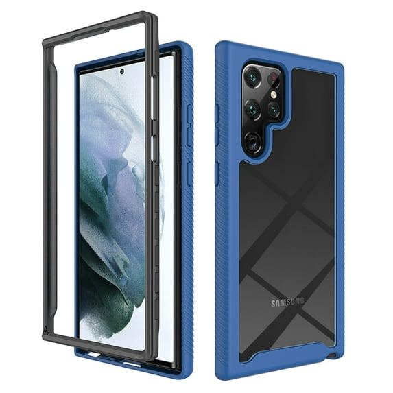 ELEHOLD for Samsung Galaxy S23 Ultra Bumper Case, Two-Layer Structure Screen Camera Protection Shock Absorption Rugged Frame Case for Samsung S23 Ultra, Darkblue