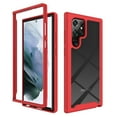 thumbnail image 1 of ELEHOLD for Samsung Galaxy S23 Ultra Bumper Case, Two-Layer Structure Screen Camera Protection Shock Absorption Rugged Frame Case for Samsung S23 Ultra, Red, 1 of 6