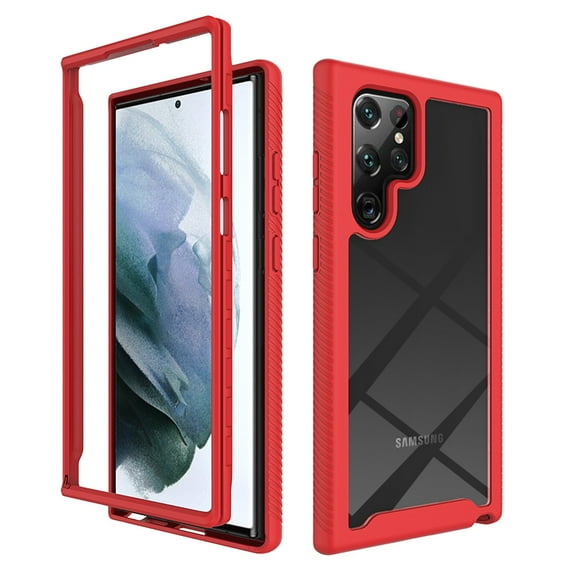 ELEHOLD for Samsung Galaxy S23 Ultra Bumper Case, Two-Layer Structure Screen Camera Protection Shock Absorption Rugged Frame Case for Samsung S23 Ultra, Red