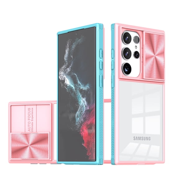 ELEHOLD For Samsung Galaxy S23 Ultra Case, Military Grade Protection Clear Slim Fit Anti-Yellowing Non- Slip Shockproof Protective Lens Cover Protection Case for Samsung Galaxy S23 Ultra,Pink