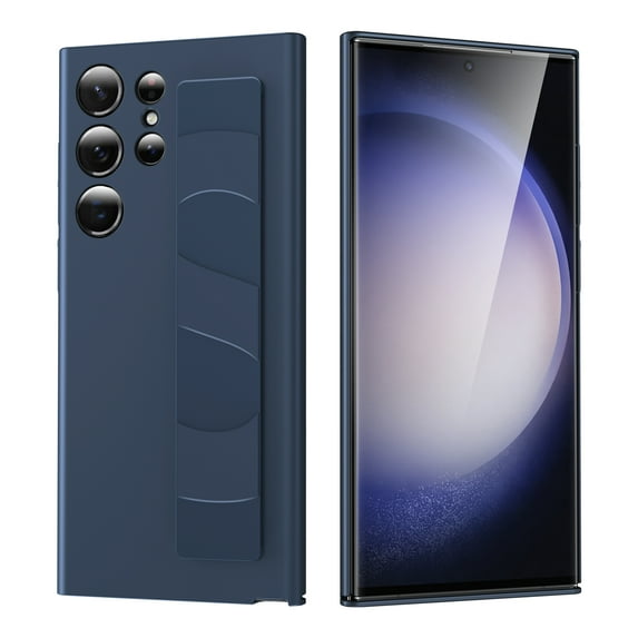 ELEHOLD for Samsung Galaxy S23 Ultra Case with Strap, Galaxy S23 Ultra Case with Elastic Non-Slip Wristband Shockproof Hard PC Cover for Samsung Galaxy S23 Ultra,Blue