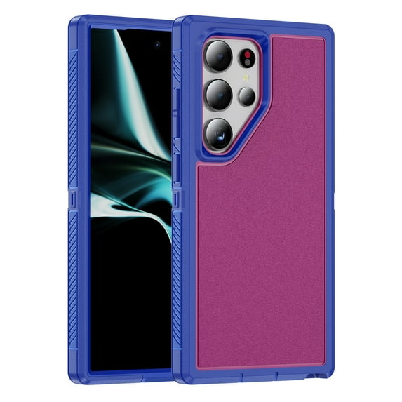 ELEHOLD for Samsung Galaxy S23 Ultra Hybrid Hard Case,Matte Frosted Back Slim Lightweight Anti-Slip Texture Shockproof Bumper Rugged Protective Case for Samsung Galaxy S23 Ultra,Blue+Rose