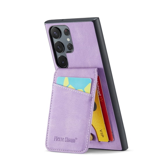 ELEHOLD for Samsung Galaxy S23 Ultra Leather Wallet Case with Card Slots Magnetic Button Kickstand Function Full Body Protective Shockproof Cover for Samsung Galaxy S23 Ultra 6.8",Purple