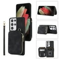 thumbnail image 1 of ELEHOLD for Samsung Galaxy S23 Ultra,Luxury Zipper Wallet Case with Card Slots Zipper Pocket Kickstand Function Wriststrap Crossbody Shoulder Strap Shockproof Purse Case,black, 1 of 7
