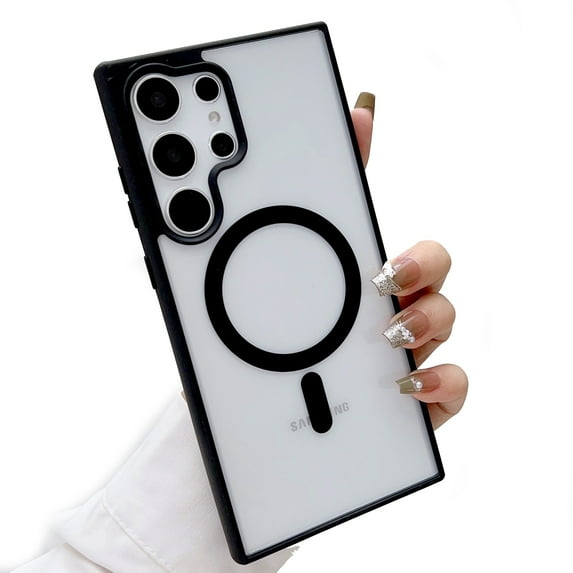 ELEHOLD for Samsung Galaxy S23 Ultra MagSafe Case, Magnetic Clear Case for Galaxy S23 Ultra, Hybrid TPU Bumper Shockproof Crystal Clear Anti-Scratch Slim Thin Case Cover 6.8 Inch,Black