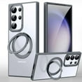 thumbnail image 1 of ELEHOLD For Samsung Galaxy S23 Ultra Magnetic Case, Sturdy Heavy Duty Shockproof Frosted Phone Cover, with Rotating Ring Stand, MagSafe Compatible, Lens Protection, Slim&Lightweight, Gray, 1 of 10