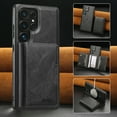 thumbnail image 1 of ELEHOLD For Samsung Galaxy S23 Ultra PU Leather Magnetic Shockproof Case, MagSafe Compatible, with Magnetic Detachable Credit Card Wallet, Kickstand Function, Black, 1 of 7