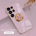 thumbnail image 1 of ELEHOLD for Samsung Galaxy S23 Ultra Slim Case Electroplating Frame Design All-inclusive Lens Protection Metal Ring Holder Stand Function Shockproof Lightweight Case,Lightpurple, 1 of 7