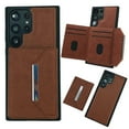 thumbnail image 1 of ELEHOLD for Samsung Galaxy S23 Ultra Wallet Case,Detachable Magnetic Card Slot Flip Leather Kickstand Magnetic Clasp Protective Shockproof Phone Case for Samsung Galaxy S23 Ultra,Brown, 1 of 6