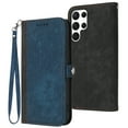 thumbnail image 1 of ELEHOLD for Samsung Galaxy S23 Ultra Wallet Case with Detachable Wrist Strap Handbag, Luxury PU Leather Flip Soft TPU Built-in Magnetic Card Slots Kickstand Function Shockproof Protective Cover,Blue, 1 of 8