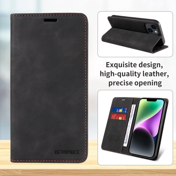 ELEHOLD for Samsung Galaxy S23 Ultra Wallet Case with RFID Blocking, PU Leather Flip Folio Card Holders RFID Blocking Kickstand Shockproof TPU Inner Shell Phone Cover for Women Men, black