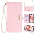 thumbnail image 1 of ELEHOLD for Samsung Galaxy S23 Ultra Wallet Case for Women Men with Gold Shoulder&Hand Strap Detachable Lanyard,PU Leather Kickstand Shockproof Protective Case for Samsung Galaxy S23 Ultra,Pink, 1 of 8