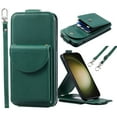 thumbnail image 1 of ELEHOLD for Samsung Galaxy S23 Ultra Wallet Crossbody Case Premium PU Leather Organ Card Slots Magnetic Closure Detachable Wrist Lanyard Shoulder Strap Flip Shockproof Galaxy S23 Ultra Cover,Green, 1 of 9