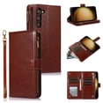 thumbnail image 1 of ELEHOLD for Samsung Galaxy S23 Wallet Case with 9 Card Holders Zipper Pocket Kickstand Soft PU Leather Flip Shockproof Protective Cover with Wrist Strap Business Style for Women Men,brown, 1 of 6