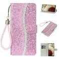 thumbnail image 1 of ELEHOLD for Samsung Galaxy S23 Wallet Case, Luxury Twinkle Bling Glitter Sparkly PU Leather TPU Inner Card Slots Kickstand Hand Strap Anti-Scratch Shockproof Flip Case, Pink, 1 of 10