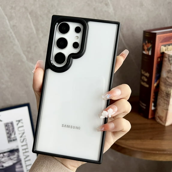 ELEHOLD for Samsung Galaxy S24 Clear Case,HD Transparent Clear Back Anti-Yellowing Cover with Camera Lens Frame Slim Fit Shockproof Samsung Galaxy S24 Protective Case,Black