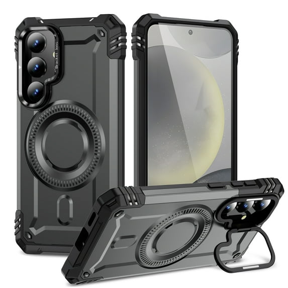 ELEHOLD for Samsung Galaxy S24 FE Case, Compatible with Mag safe Accessories, Strong Magnetic Military-Grade Drop Protection Invisible Kickstand Shockproof Protective Phone Case,Gray