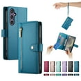 thumbnail image 1 of ELEHOLD for Samsung Galaxy S24 FE Flip Case, Wallet Zipper Magnetic Buckle Kickstand Wrist Strap Multifunctional Card Slots Wallet Business Case with Crossbody and Wrist Strap,Blue, 1 of 8
