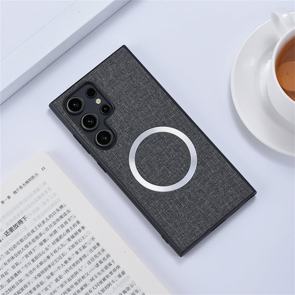 ELEHOLD for Samsung Galaxy S24 Magnetic Case,Hybird Cloth Fabric Texture Slim Fit Compatible with Mag Safe Shockproof Impact Resistant Lightweight Case for Samsung Galaxy S24, Gray