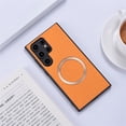 thumbnail image 1 of ELEHOLD for Samsung Galaxy S24 Magnetic Case,Hybird Cloth Fabric Texture Slim Fit Compatible with Mag Safe Shockproof Impact Resistant Lightweight Case for Samsung Galaxy S24, Orange, 1 of 6