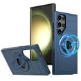 thumbnail image 1 of ELEHOLD for Samsung Galaxy S24 Magnetic Case,Rugged Hard PC Protective Case with Rotation Ring Holder Kickstand Compatible with Mag Safe Shockproof Cover for Samsung S24,Blue, 1 of 6