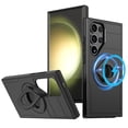 thumbnail image 1 of ELEHOLD for Samsung Galaxy S24 Magnetic Case,Rugged Hard PC Protective Case with Rotation Ring Holder Kickstand Compatible with Mag Safe Shockproof Cover for Samsung S24,Black, 1 of 6