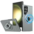 thumbnail image 1 of ELEHOLD for Samsung Galaxy S24 Magnetic Case,Rugged Hard PC Protective Case with Rotation Ring Holder Kickstand Compatible with Mag Safe Shockproof Cover for Samsung S24,Gray, 1 of 6