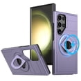 thumbnail image 1 of ELEHOLD for Samsung Galaxy S24 Magnetic Case,Rugged Hard PC Protective Case with Rotation Ring Holder Kickstand Compatible with Mag Safe Shockproof Cover for Samsung S24,Purple, 1 of 6