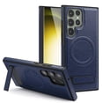 thumbnail image 1 of ELEHOLD for Samsung Galaxy S24 Magnetic Leather Case Premium Leather Strong Magnetic Mag Safe Compatible Invisible Folding Kickstand Shockproof Cover for Samsung S24,Blue, 1 of 8
