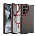 thumbnail image 1 of ELEHOLD for Samsung Galaxy S24 Matte Magnetic Case,Translucent Clear Cover Compatible with Mag Safe, Military Grade Drop Protection Shockproof Back Phone Cover for Samsung S24,Red, 1 of 9