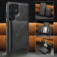 thumbnail image 1 of ELEHOLD For Samsung Galaxy S24+ PU Leather Magnetic Shockproof Case, MagSafe Compatible, with Magnetic Detachable Credit Card Wallet, Kickstand Function, Black, 1 of 7