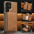 thumbnail image 1 of ELEHOLD For Samsung Galaxy S24+ PU Leather Magnetic Shockproof Case, MagSafe Compatible, with Magnetic Detachable Credit Card Wallet, Kickstand Function, Brown, 1 of 7