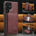 thumbnail image 1 of ELEHOLD For Samsung Galaxy S24+ PU Leather Magnetic Shockproof Case, MagSafe Compatible, with Magnetic Detachable Credit Card Wallet, Kickstand Function, Winered, 1 of 7