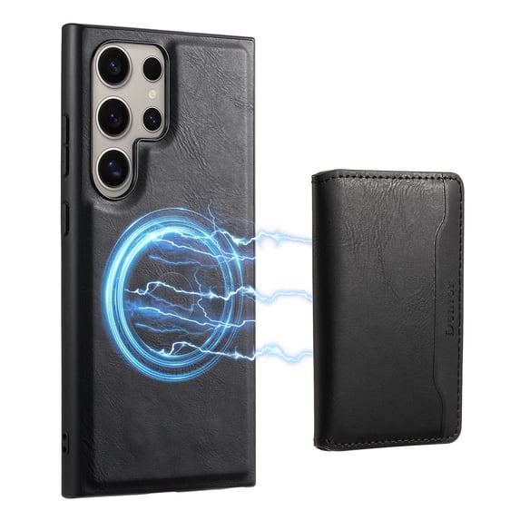 ELEHOLD for Samsung Galaxy S24 Plus 2-in-1 Leather Case Magnetic Detachable Card Holder Wallet Kickstand Function Shockproof Cover for Samsung Galaxy S24 Plus,Black