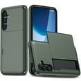 thumbnail image 1 of ELEHOLD for Samsung Galaxy S24 Plus Case,Back Slide Card Holder Slot Hard PC Shockproof Protective Slim Fit Anti-Scratch Cover for Samsung Galaxy S24 Plus,Armygreen, 1 of 8