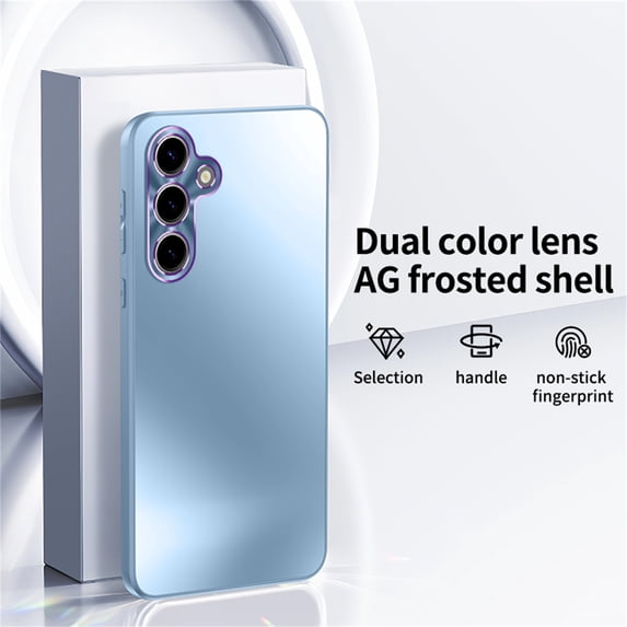 ELEHOLD for Samsung Galaxy S24 Plus Case, Rugged Electroplated Matte Acrylic Ultra-Thin Frosted Shock-Absorbent Protective Phone Case with Camera Protection for Samsung Galaxy S24 Plus,Blue