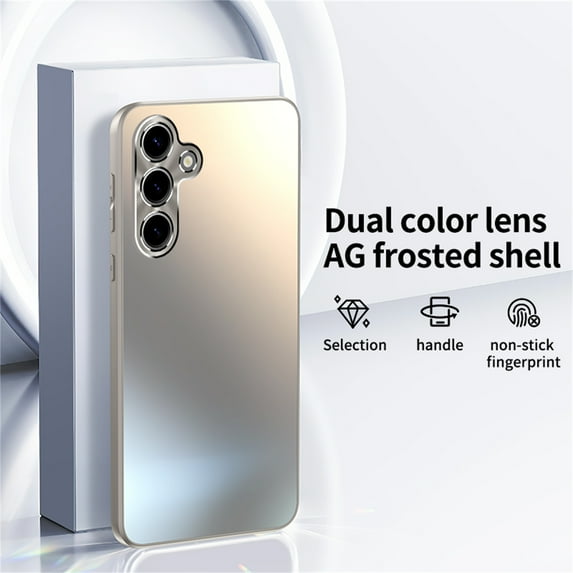 ELEHOLD for Samsung Galaxy S24 Plus Case, Rugged Electroplated Matte Acrylic Ultra-Thin Frosted Shock-Absorbent Protective Phone Case with Camera Protection for Samsung Galaxy S24 Plus,Titaniumgray