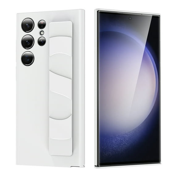 ELEHOLD for Samsung Galaxy S24 Plus Case with Strap, Galaxy S24 Plus Case with Elastic Non-Slip Wristband Shockproof Hard PC Cover for Samsung Galaxy S24 Plus,White