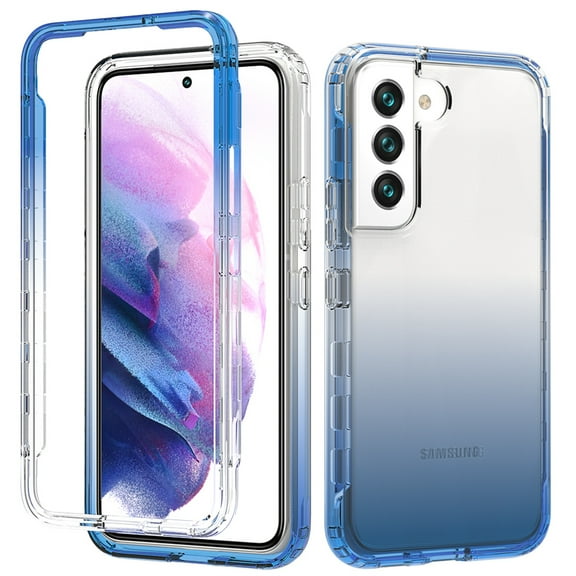 ELEHOLD for Samsung Galaxy S24 Plus Clear Case,Gradient Clear Shockproof Flexible Bumper Transparent Non-Yellowing Slim Lightweight 2 in 1 Protective Case for Samsung Galaxy S24 Plus,Blue