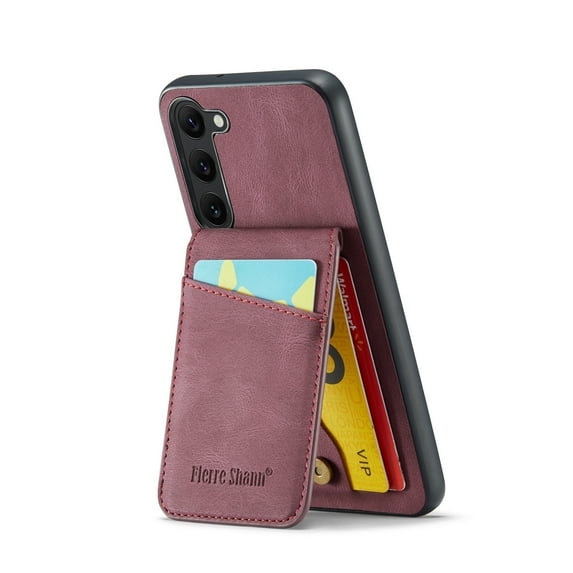 ELEHOLD for Samsung Galaxy S24 Plus Leather Wallet Case with Flip Back Card Slots Magnetic Button Kickstand Function Protective Shockproof Cover for Samsung Galaxy S24 Plus,Red