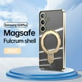 thumbnail image 1 of ELEHOLD for Samsung Galaxy S24 Plus Slim Thin Lightweight Plating Clear Magentic Case with Folding Ring Holder Kickstand Compatible with Mag Safe Case Shockproof Cover for Galaxy S24 Plus,Gold, 1 of 9