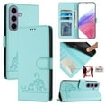 thumbnail image 1 of ELEHOLD for Samsung Galaxy S24 Plus Wallet Case, Embossed Cat PU Leather RFID Blocking Protection Credit Card Slot Kickstand Shockproof Case with Crossbody Strap for Samsung Galaxy S24 Plus,Mint, 1 of 11