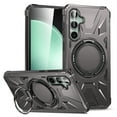 thumbnail image 1 of ELEHOLD for Samsung Galaxy S24 Rugged Heavy Duty Case, Foldable Ring Kickstand Work with Magnetic Car Mount Military Grade Drop Protection Armor Case for Samsung S24,Gray, 1 of 8