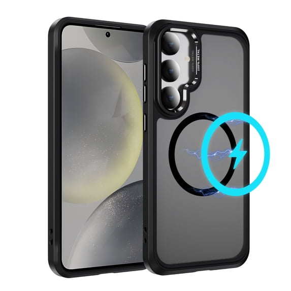 ELEHOLD For Samsung Galaxy S24+ Slim Shockproof Case, Skin-Friendlyp. Rugged Cover, MagSafe Compatible, Non-Slip, Raised Edges For Cam & Screen Protection, Black