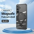 thumbnail image 1 of ELEHOLD for Samsung Galaxy S24 Slim Thin Lightweight Plating Clear Magentic Case with Folding Ring Holder Kickstand Compatible with Mag Safe Case Shockproof Cover for Galaxy S24,Black, 1 of 9