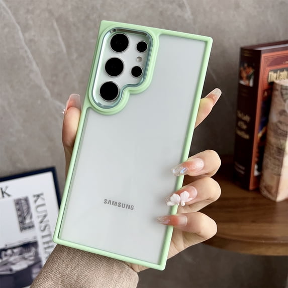 ELEHOLD for Samsung Galaxy S24 Ultra Clear Case,HD Transparent Clear Back Anti-Yellowing Cover with Camera Lens Frame Slim Fit Shockproof Samsung Galaxy S24 Ultra Protective Case,Matchagreen